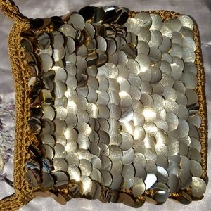 Gold Beaded Sequin Bag Purse Handbag